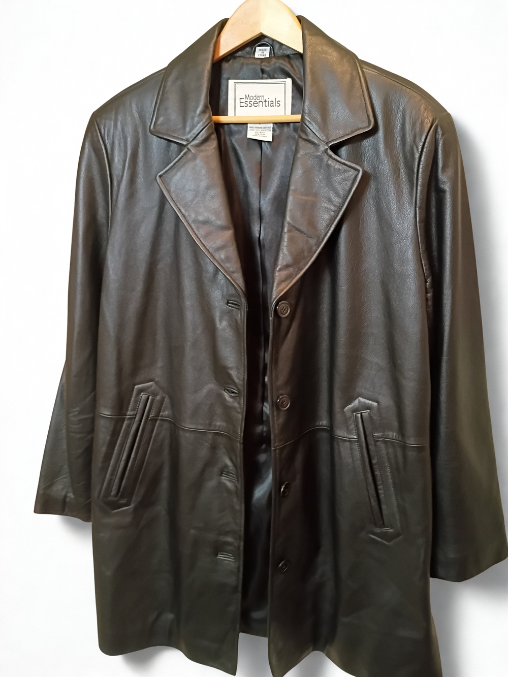 Modern Essentials Women’s Black Lined Genuine Leather Jacket Size Large